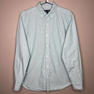 GAP Men's Standard Fit Green & Blue Striped Long Sleeve Button-Down Shirt Size S